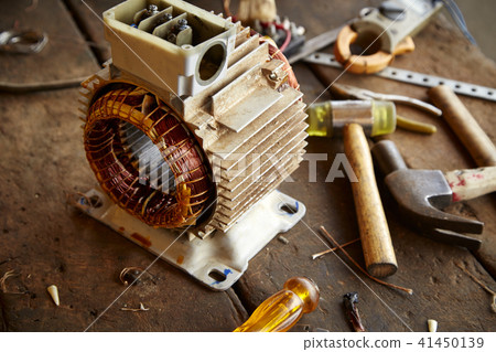 Old disassembled electric motor 41450139
