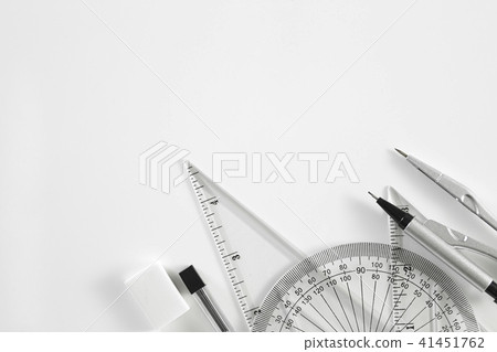 Geometry set with compass, ruler and protractor 41451762