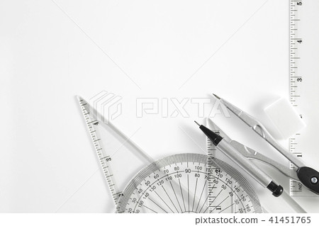 Geometry set with compass, ruler and protractor Geometry set with compass, ruler and protractor 41451765