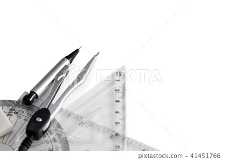 Geometry set with compass, ruler and protractor Geometry set with compass, ruler and protractor 41451766
