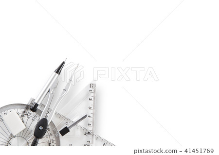 Geometry set with compass, ruler and protractor Geometry set with compass, ruler and protractor 41451769