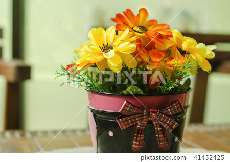 beautiful flower pot decoration on coffee table 41452425