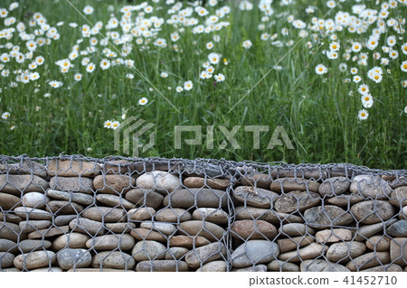 Gabion stone wall 41452710