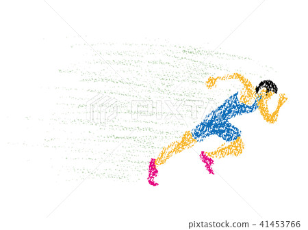 短跑選手的例證畫與蠟筆 41453766