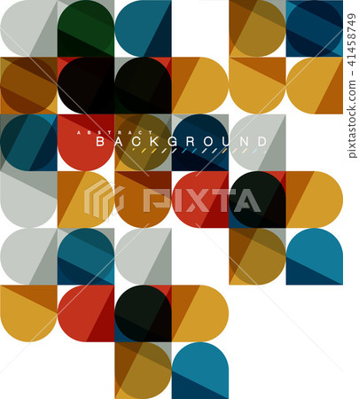 Round square geometric shapes on white, tile mosaic abstract background Round square geometric shapes on white, tile mosaic abstract background 41458749
