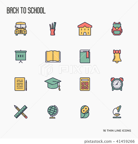 Back to school thin line icons set - Stock Illustration [41459266] - PIXTA