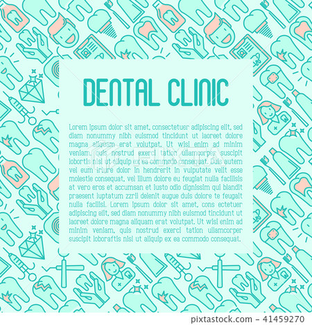 Dental clinic concept with thin line icons - Stock Illustration ...