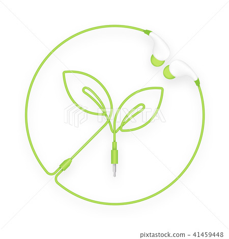 Earphones, In Ear type green color and Leaf Plant 41459448