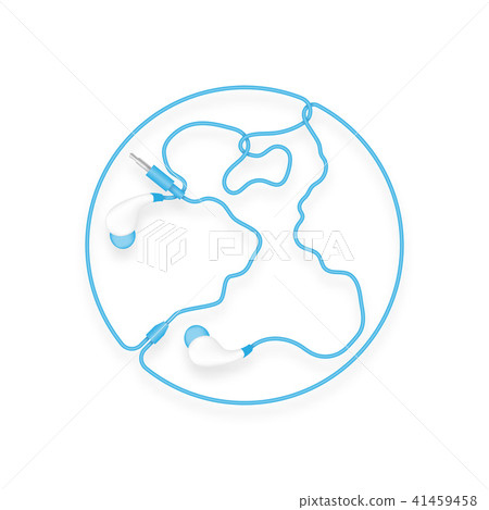Earphones, In Ear type blue color and World globe 41459458