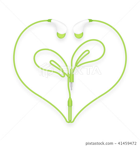 Earphones, In Ear type green color and Leaf Plant 41459472