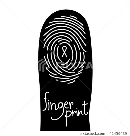 Fingerprint scan on finger silhouette set 41459489