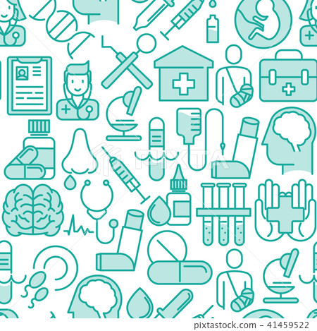 Health care seamless pattern with thin line icons 41459522