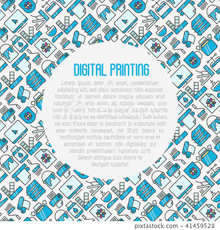 Digital printing concept with thin line icons 41459528
