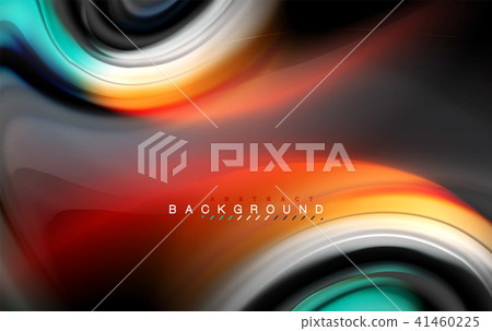 Fluid liquid colors design, colorful marble or plastic wavy texture background, glowing multicolored 41460225