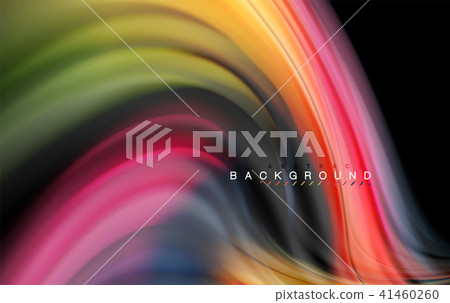 Fluid liquid colors design, colorful marble or plastic wavy texture background, glowing multicolored 41460260