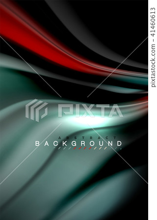 Fluid liquid colors design, colorful marble or plastic wavy texture background, glowing multicolored 41460613