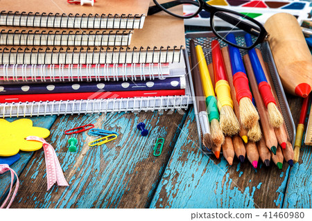 School, office supplies on a wooden background School, office supplies on a wooden background 41460980