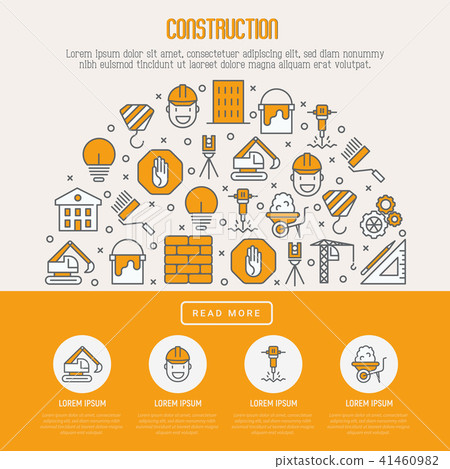 Building construction concept with thin line icons Building construction concept with thin line icons 41460982