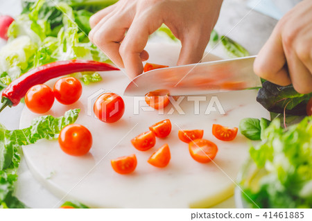 Process of making vegetarian salad Process of making vegetarian salad 41461885