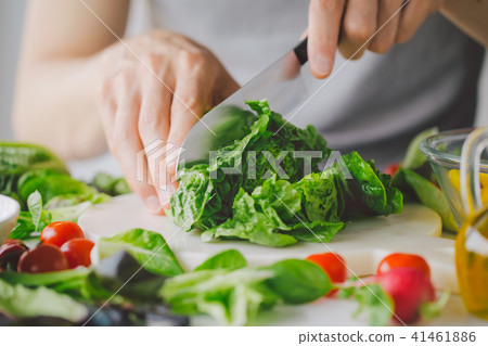 Process of making vegetarian salad Process of making vegetarian salad 41461886