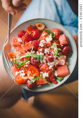 Man holding fresh healthy salad Man holding fresh healthy salad 41461887