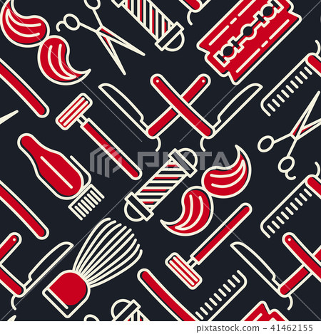 Barber shop seamless pattern with thin line icons - Stock Illustration ...
