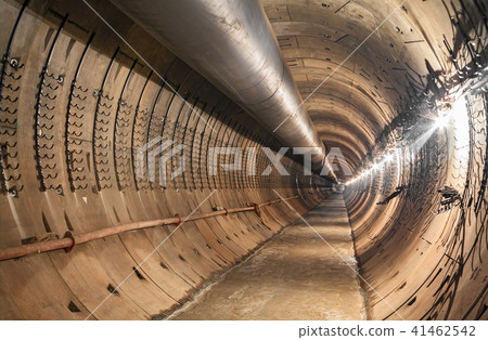 Empty tunnel under construction for the metro Empty tunnel under construction for the metro 41462542