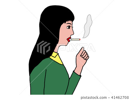 A woman smoking a cigarette A woman smoking a cigarette 41462708