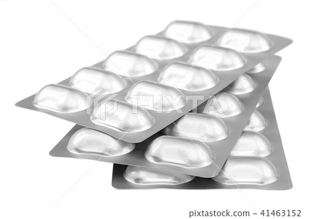 Pills in blister packs on white background. Pills in blister packs on white background. 41463152