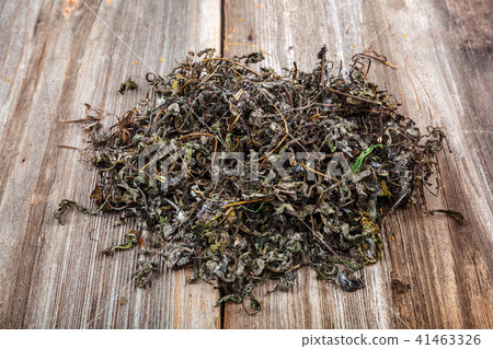 Dried herb on wooden Medicinal plants 41463326