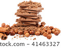 Chocolate tiles and nuts on white background 41463327