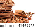 Chocolate tiles and nuts on white background 41463328