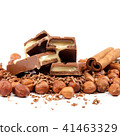 Chocolate tiles and nuts on white background 41463329