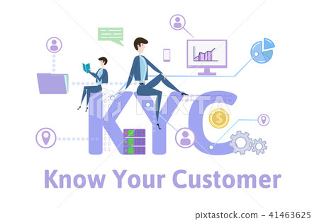 KYC, Know Your Customer. Concept table with keywords, letters and icons. Colored flat vector 41463625