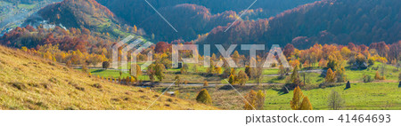 Dirty secondary road in autumn Carpathian mountain Dirty secondary road in autumn Carpathian mountain 41464693