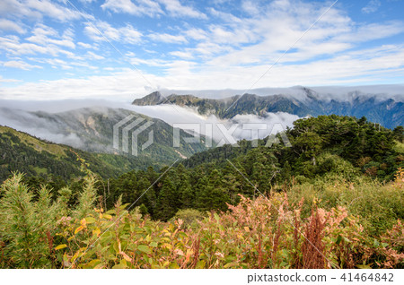 台灣 合歡山 山陵 山脈 雲海 積雲 藍天  Taiwan Hehuan Mountain 41464842