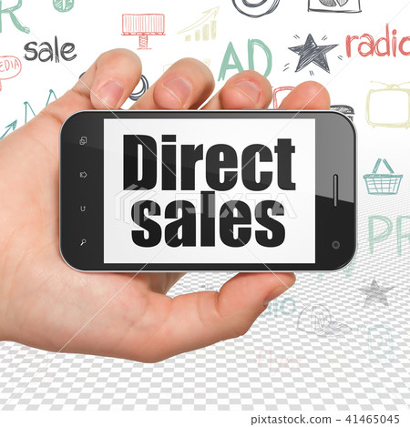 Marketing concept: Hand Holding Smartphone with Direct Sales on display 41465045