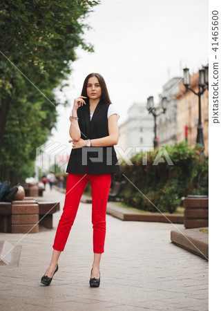 portrait of beautiful brunette with long hair 41465600