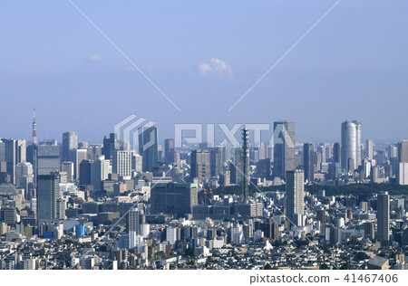Tokyo city landscape defense ministry in Japan, looking down on the cityscape Tokyo city landscape defense ministry in Japan, looking down on the cityscape 41467406