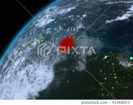 Suriname on planet Earth in space at night Suriname on planet Earth in space at night 41468053