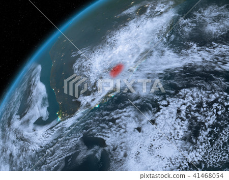 Lesotho on planet Earth in space at night Lesotho on planet Earth in space at night 41468054