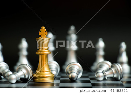 Gold king in chess game face with another silver Gold king in chess game face with another silver 41468831