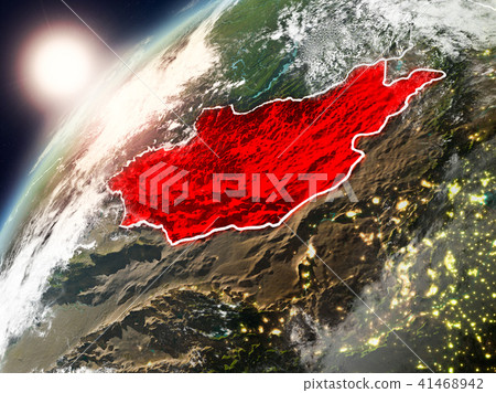 Mongolia on planet Earth in sunset 41468942