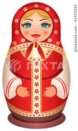 Traditional national painted wooden Russian doll 41470293