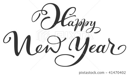 Happy New Year ornate handwriting lettering text Happy New Year ornate handwriting lettering text 41470402