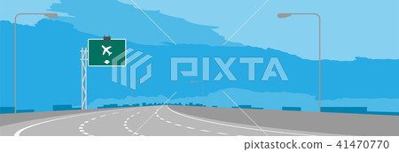 Highway or motorway bend and green signage 41470770