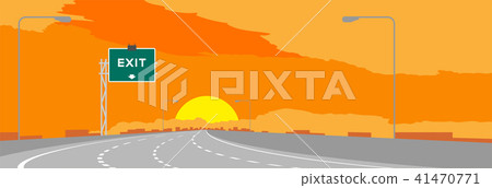 Highway or motorway and green signage 41470771