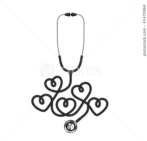 Stethoscope black color and heart sign symbol 41470864