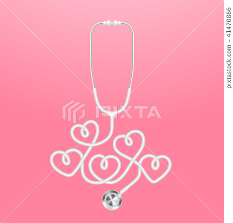 Stethoscope white color and heart sign symbol 41470866