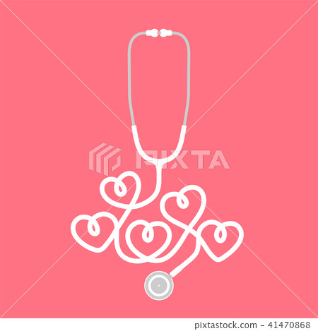 Stethoscope white color and heart sign symbol Stethoscope white color and heart sign symbol 41470868